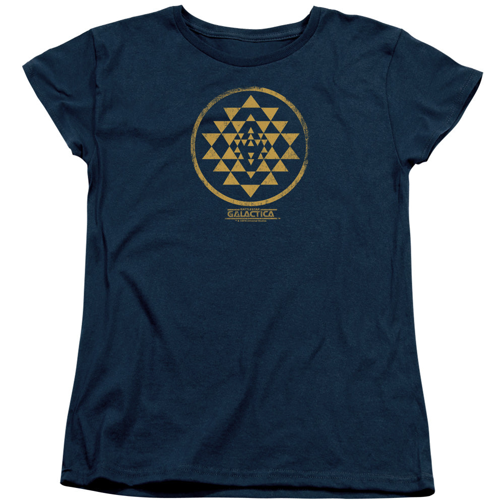 BSG/GOLD SQUADRON PATCH - S/S WOMENS TEE - NAVY