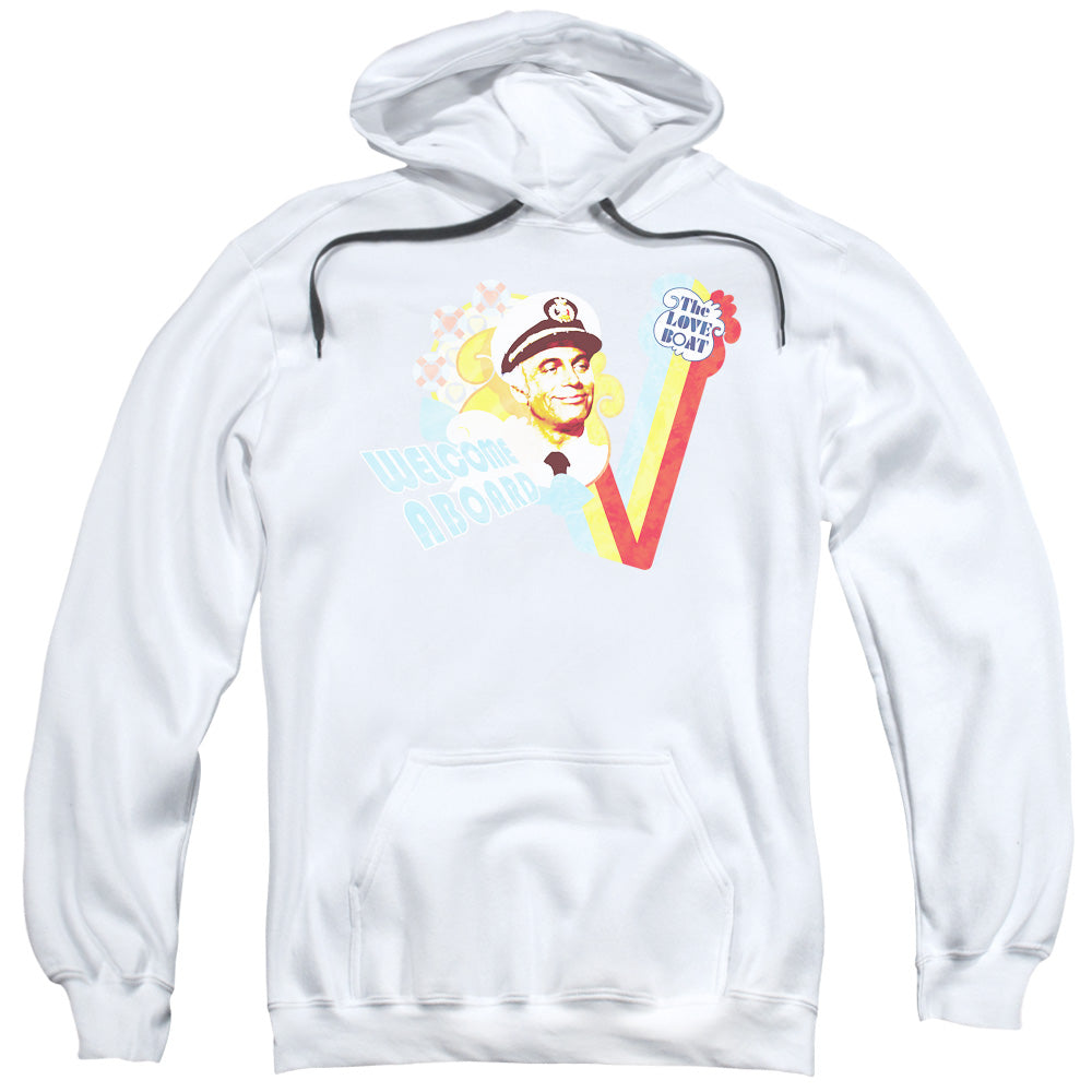 LOVE BOAT/WELCOME ABOARD - ADULT PULLOVER HOODIE - WHITE