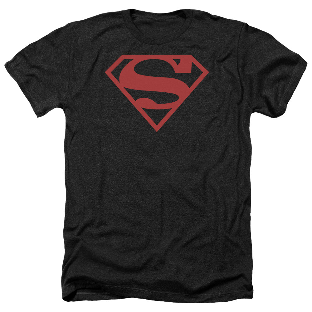 SUPERMAN/RED ON BLACK SHIELD - ADULT HEATHER - BLACK